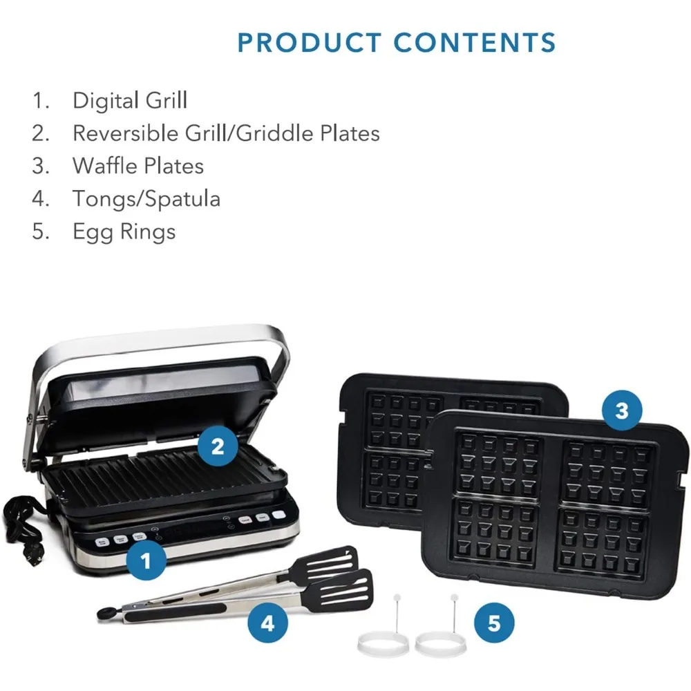 Total Package 6-in-1 Digital Indoor Grill, Waffle Maker, Panini Press, Griddle, with Deluxe Accessory Kit 4