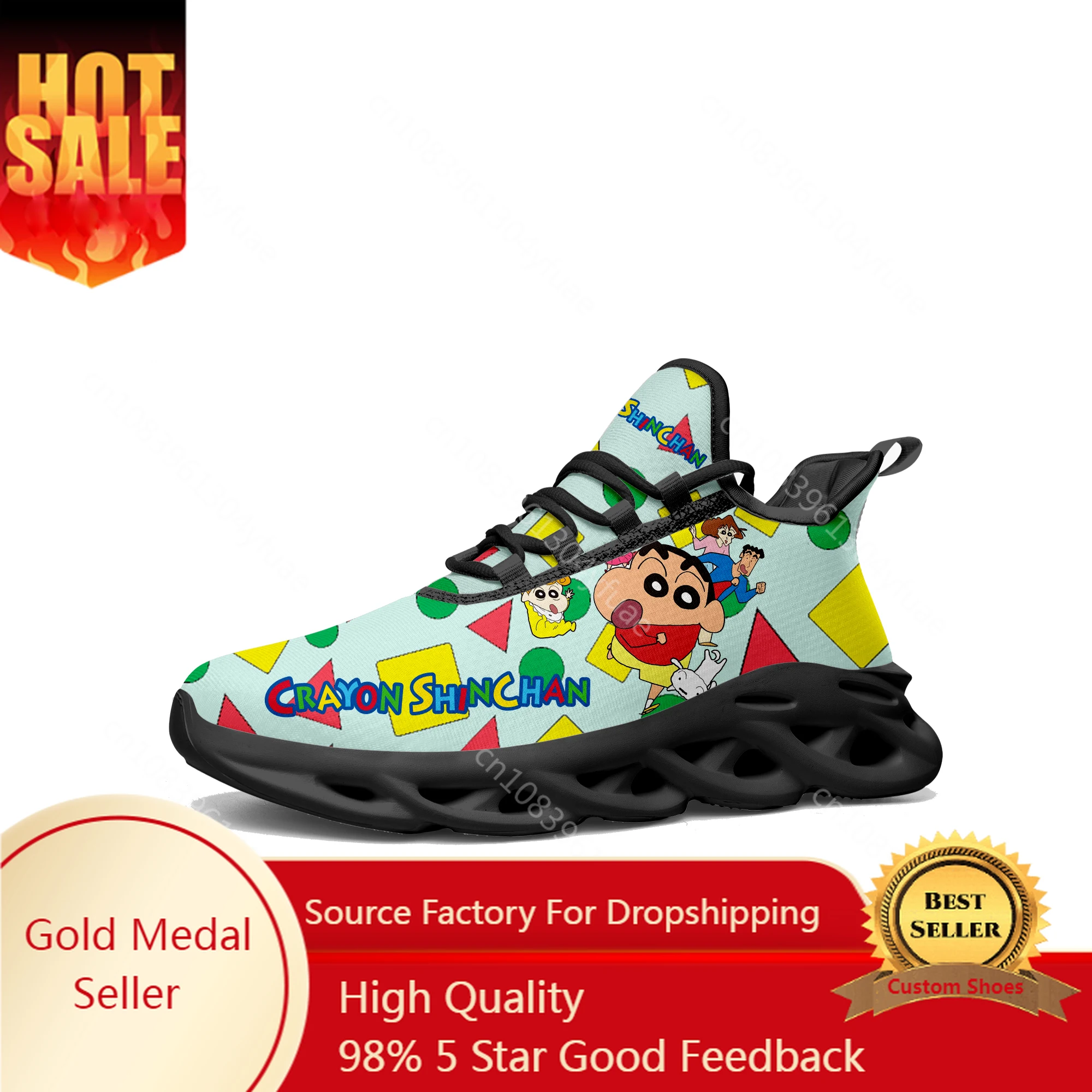 

C-Crayon Flats Sneakers Mens Womens Teenager S-Shin C-Chan Sports Running Shoe High Quality Anime Custom Lace Up Mesh Footwear