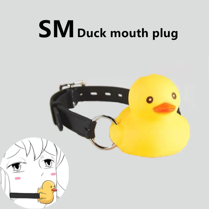 Cute Leather Harness Mouth Silicone Duck Gag Mouth Plug Couples Flirting Bdsm Sexy Toys For
