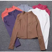 Fashion Zipper Sports Jacket Women's Long Sleeve Running Fitness Tight Top Solid Yoga Quick Drying Coat Casual Simple Clothing - Image 5