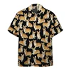 Cartoon Corgi Dog Graphic Hawaiian Shirt For Men Summer 3d Printed Animal Pets Short Sleeves Street Tops Lapel Button Blouse 4