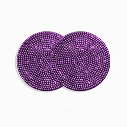 Luxury Diamond - Studded Non - Slip Car Coasters | Elegant Silicone Drink Mats (Purple)