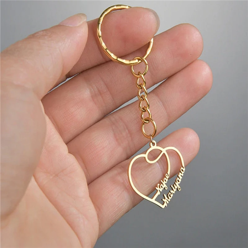 

Personalized Name Pendant Keychain Custom lovers' Name Text Key chain Stainless Steel Pendant for Women Men Keyring Lovers Gift