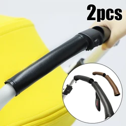 Baby Stroller Accessories PU Leather Handle Covers Pushchair Armrest Protector Baby Car Cart Cover Front Handle Protective Cases