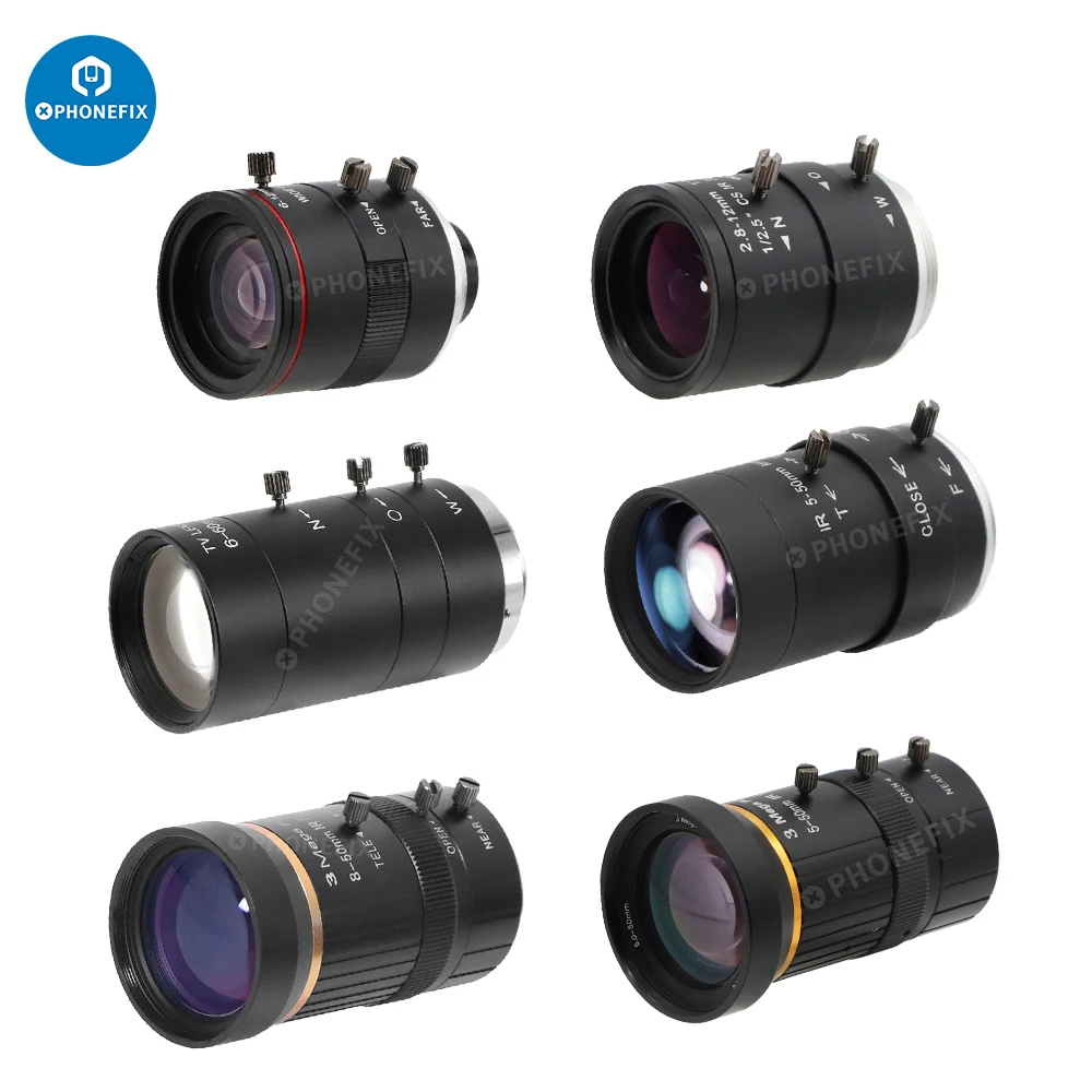 2.8-12mm 8-50mm 6-12mm 5-50mm 6-60mm F1.4 F1.6 CCTV Security camera lens C Mount Manual zoom lens for Industrial Security camera 2