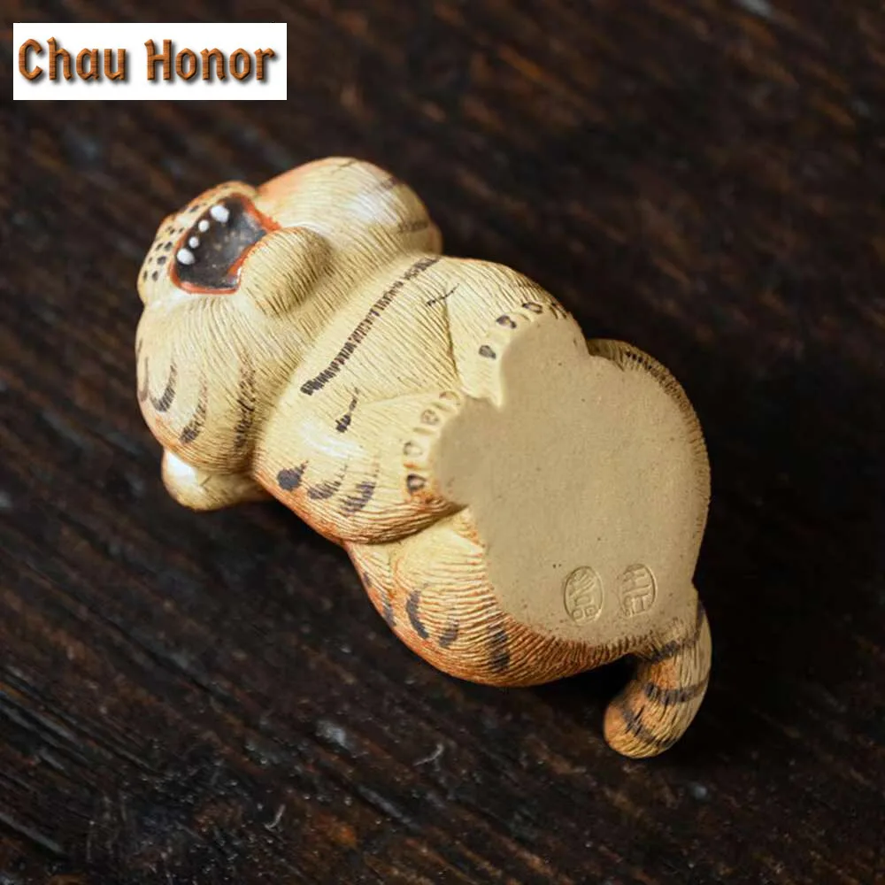 Cute Zodiac Tiger Tea Pet Small Animal Tea Sculpture Tea Figurine Household Tea Statue Tea Ceremony Drinkware Accessories Craft