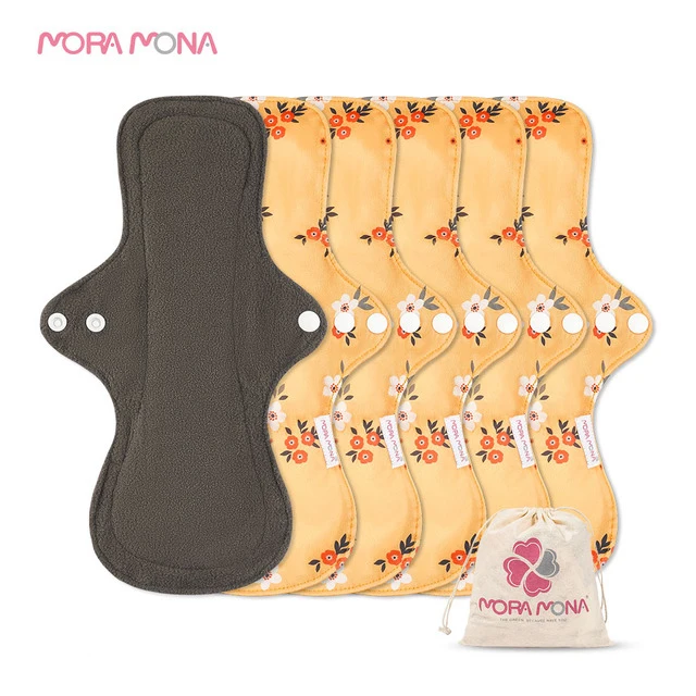 

Mora Mona Reusable Menstrual Pad Feminine Hygiene Panty Liner Bamboo Charcoal Washable Sanitary Napkin 5 Pcs