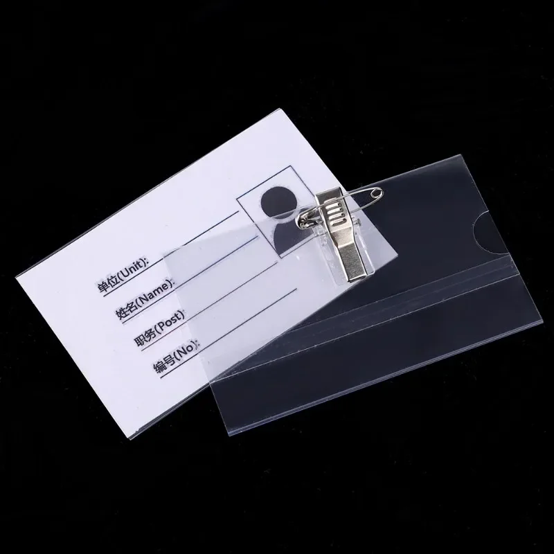 1-10pcs Name Badge Holders Clear Plastic Horizontal Name Badge Soft Working Holders with Metal Clips & Pins ID Card