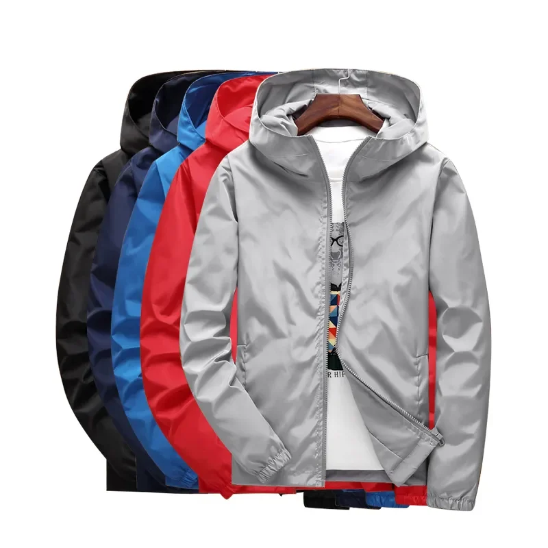 

2023 PLUS Big Size S-7XL Autumn DIY Zipper Coat Rain Windproof Waterproof Windbreaker Sports Jacket Custom Brand Logo For Men