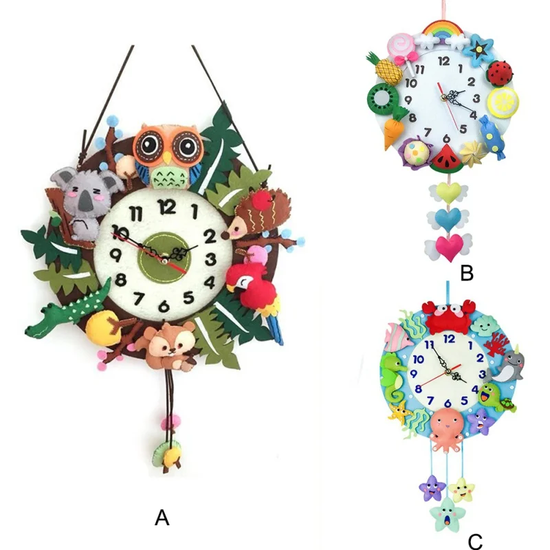 Wall Clock Non-woven Handmade DIY Cute Marine For Kindergarten Home Decorations