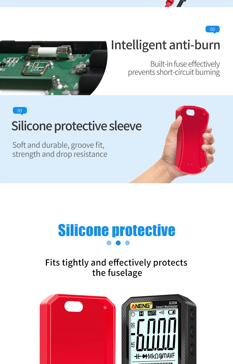 Осветление на дисплея на мултицет ANENG 620A