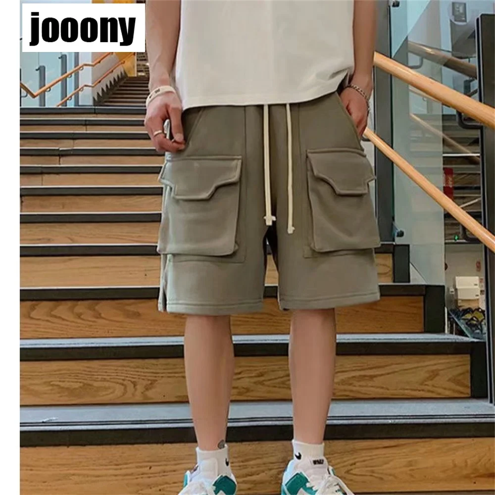 

Men's Shorts Green Cargo Shorts Summer Male Flap Pockets Jogger Shorts Casual Men's Slit Bigger Pocket Classic Male Short Pants