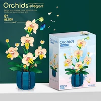 Building Blocks Orchid Flowers Bouquet Flower Blocks Bonsai Plant Model Bricks Romantic DIY Home Decoration Toy for Kids Gift 1