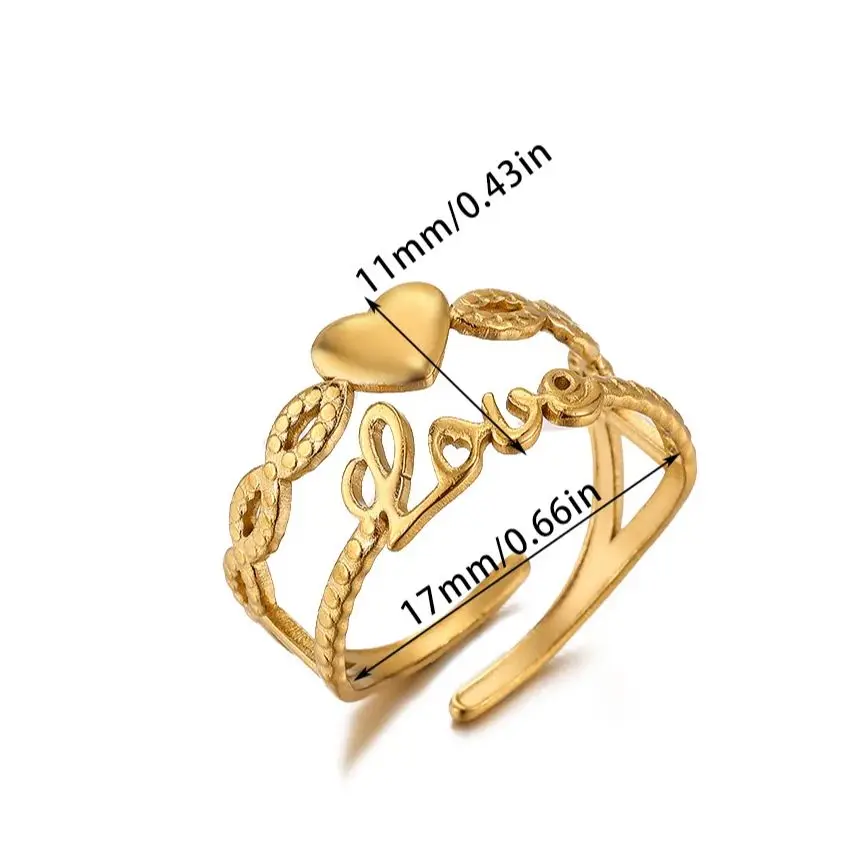 Love Design Rings for Women Gold