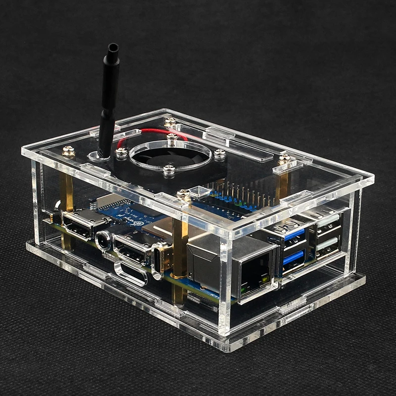 Orange Pi 5 Max Acrylic Case Transparent Shell Protective Box Cooling Fan Alumin