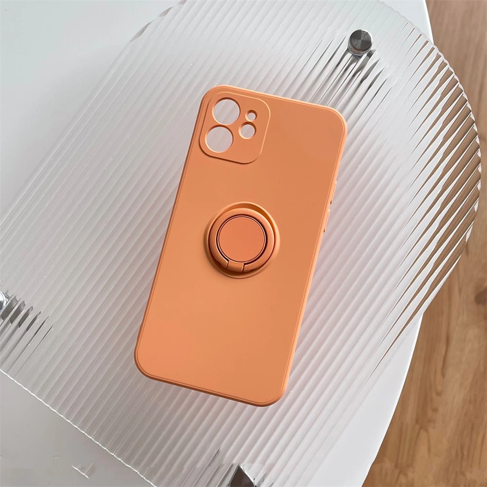 thumbnail image 1 of Square Original Liquid Silicone Magnetic Holder Ring Stand Soft Case For iPhone 15 14 Pro Max 13 12 11 Armor Shockproof Cover, 1 of 5