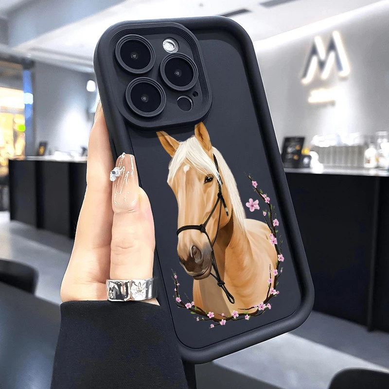 Adorable Horse-Patterned Silicone Shockproof Phone Case - Soft Protective Cover