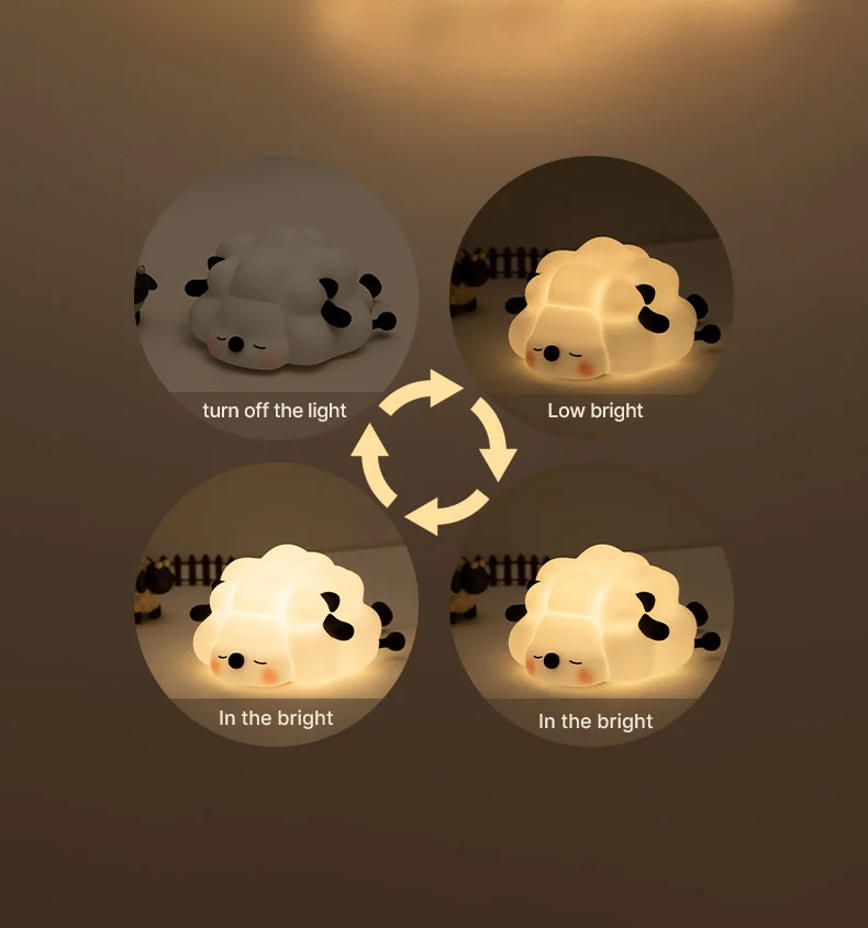 Description Picture 6 of itemSleep Sheep Night Light Cute Animal Silicone Lamp Accompany Warm Atmosphere Children's Day Birthday Gift Cartoon Soft Light