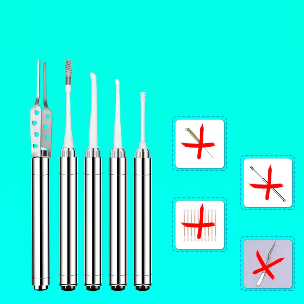 

5 in 1 Ear Cleaner LED Flashlight Ear Wax Removal Tool Children Kids Adult Earwax Pick Spoon Tweezers