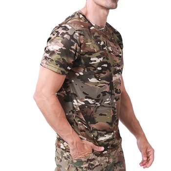 Men Breathable Short Sleeve T-Shirt Quick-Dry Tactical Military Sports Fashion Top Tactical T Shirt Hunting Casual Clothes 4