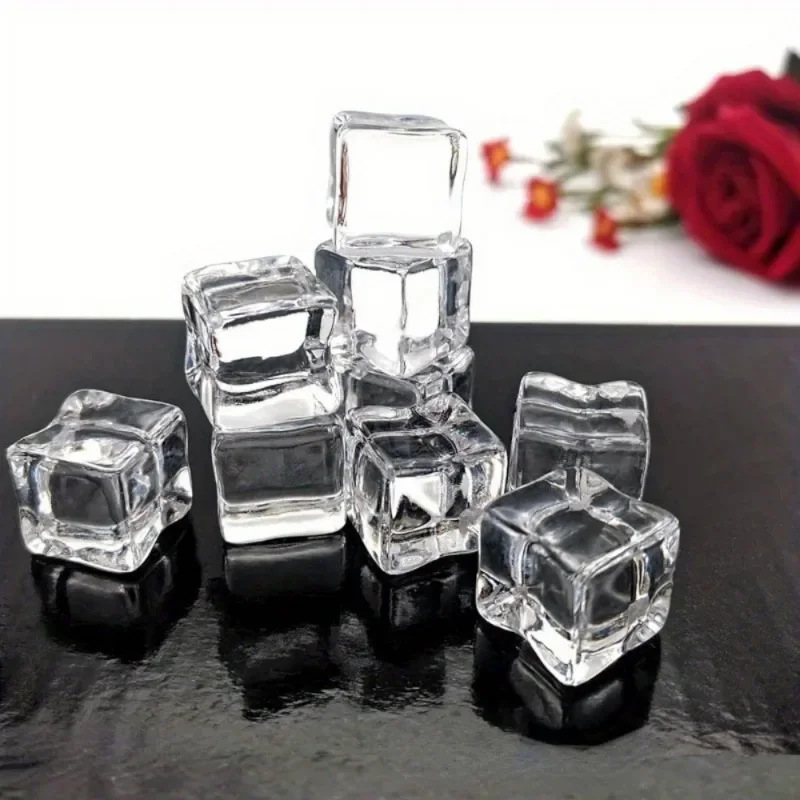 Reusable Acrylic Fake Ice Cubes Highly Transparent Ice Side Length 1.7/2/2.5/3 Cm for Photography Accessories Props Decoration