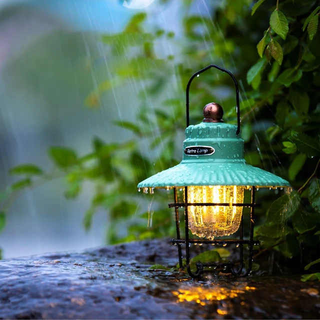 Camping Portable Retro Lantern Vintage Tent Lighting Lantern USB  Rechargeable LED Lanterns Lamp Hanging Emergency Outdoor Light