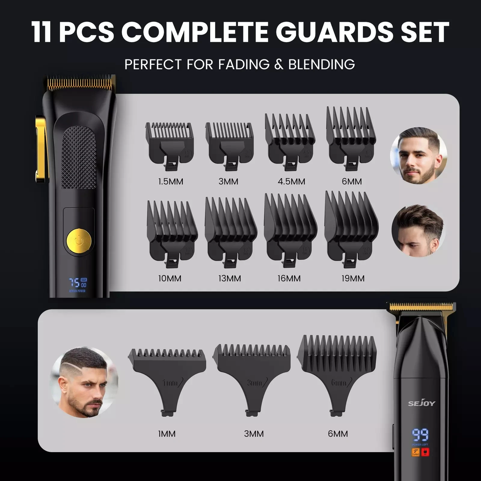 Hair Clippers hair clipper electric shaver hair trimmer SEJOY 2 Pcs/set Hair Clippers Men Trimmer Kit for Barber Mens Beard Haircut Set Professional Hair Cutting Barber Machines