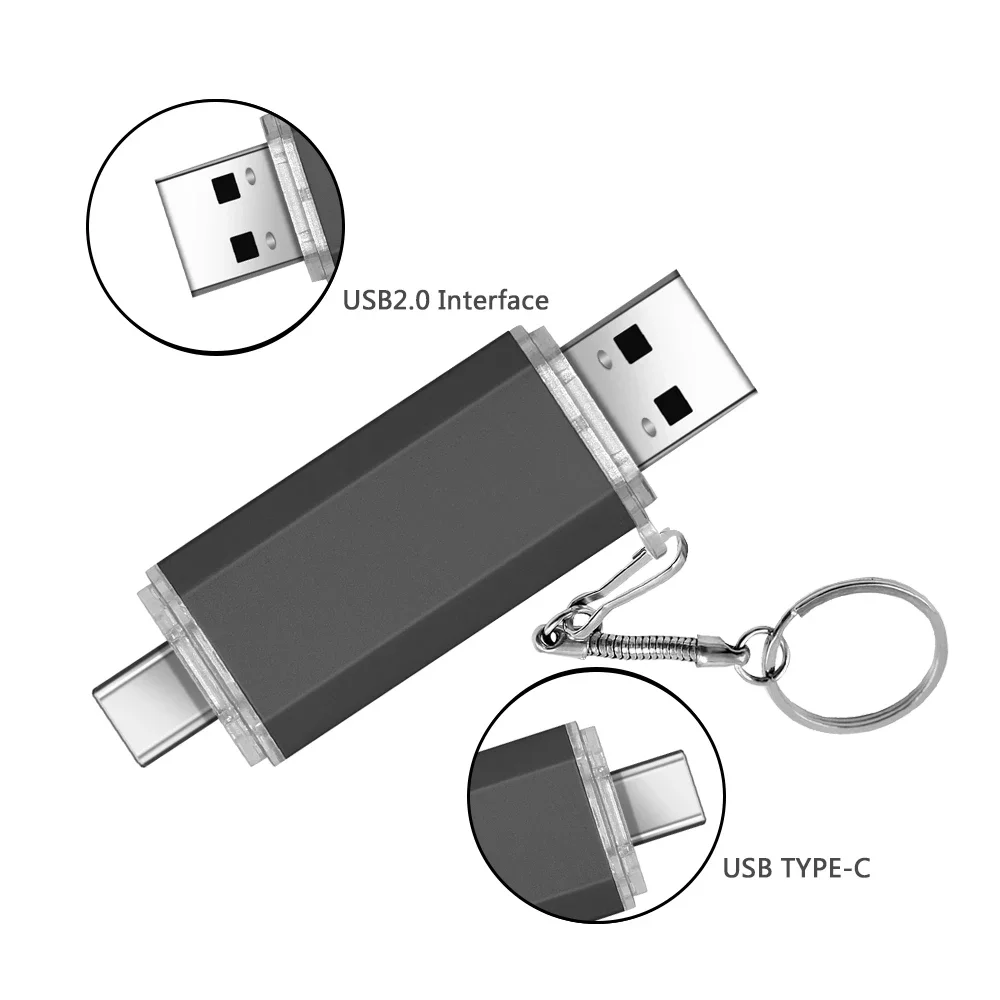 Type-C 128GB 키 고속 USB 플래시 드라이브 OTG 펜 드라이브 64G Usb 2.0 스틱 Pendrive 플래시 디스크 PC/자동차/TV USB-C 무료 로고