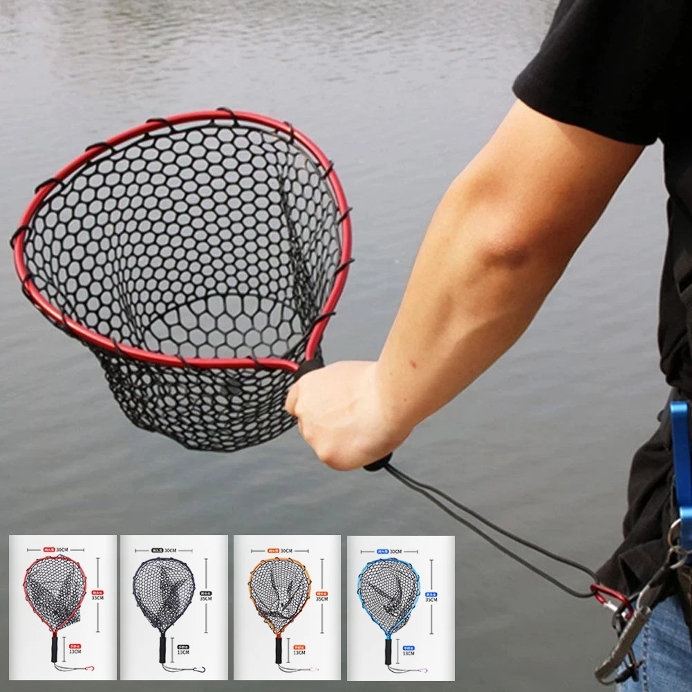 30*35cm Portable Fishing Net Fly Fishing Landing Net Outdoor Fishing Blue  Soft Rubber Landing Net Eva Handle Fishing Nets Tool - AliExpress