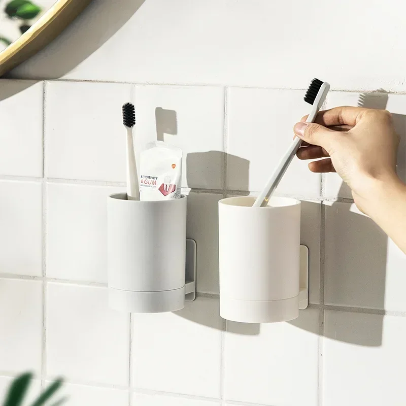 Toothbrush Storage Rack Wall Mounted Drill-Free For Bathroom
