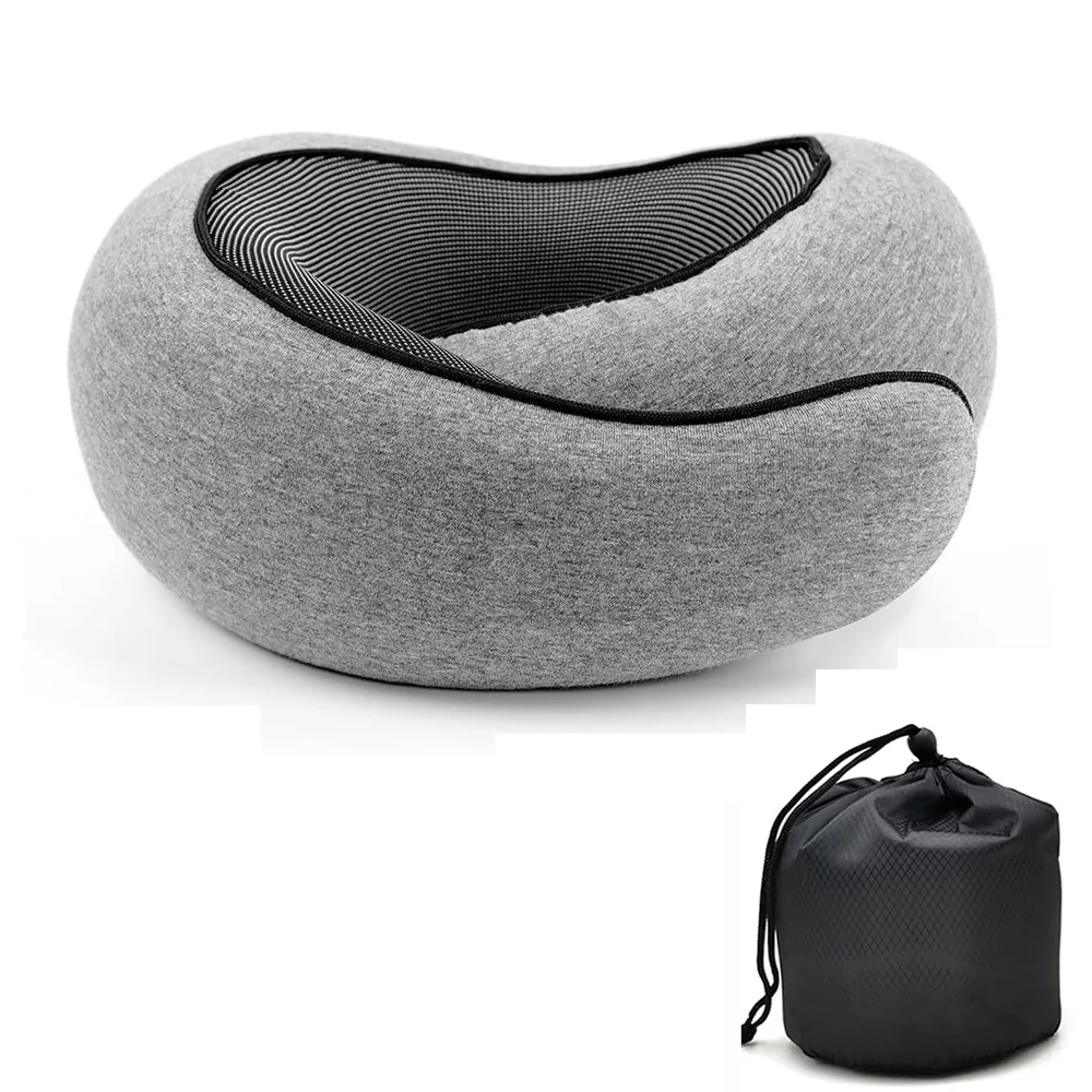 thumbnail image 1 of Almohada de viaje para el cuello, de espuma viscoelástica, en forma de U, con soporte para el cuello, portátil, ajustable, suave, para dormir al mediodía., 1 of 5