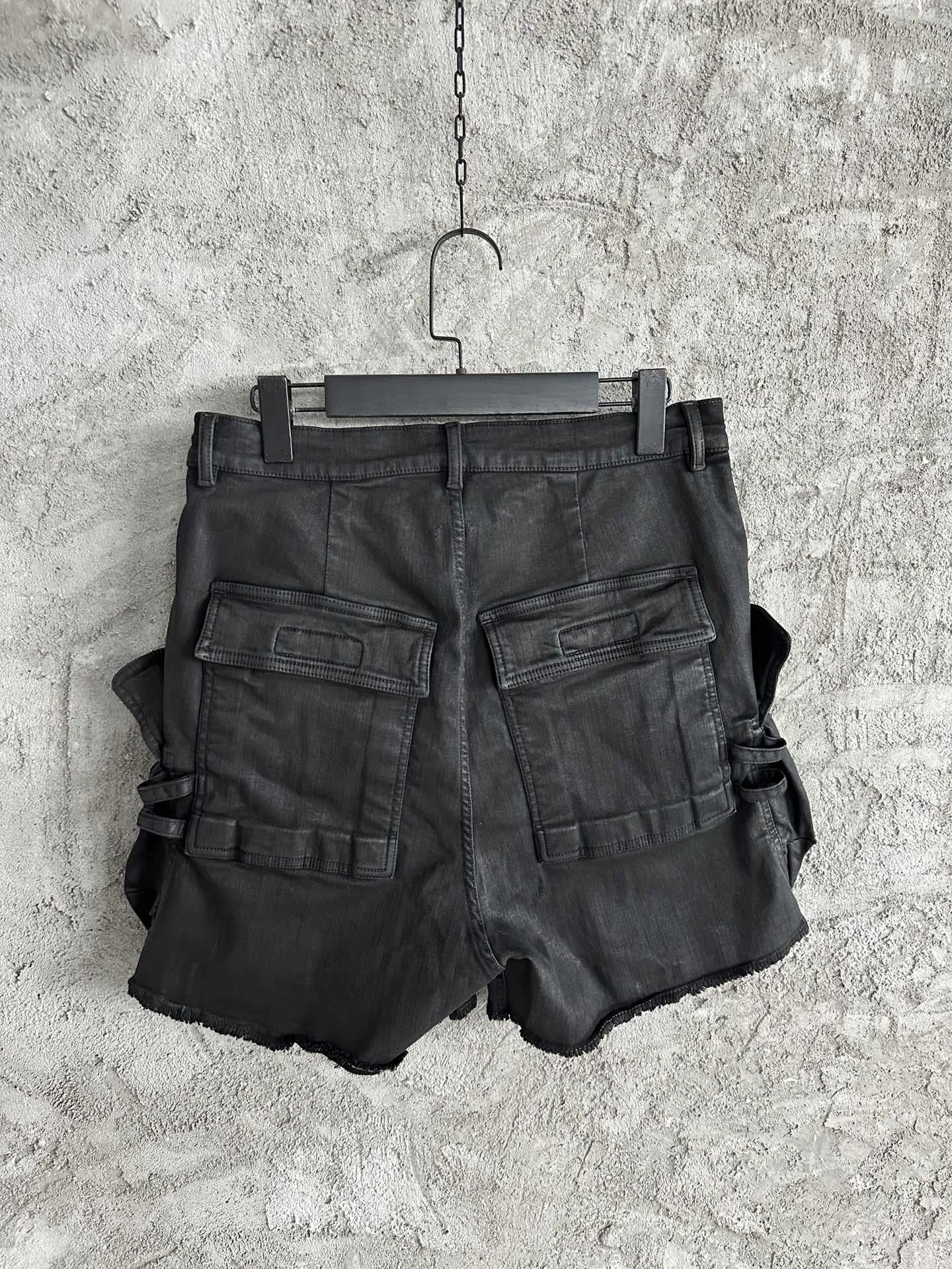 Owen Seak Men Short Oil wax Denim Jeans Casual Harem Cotton Gothic Summer Loose Black Short Size XL,denim shorts summer jeans shorts