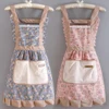1PC Lovely Canvas Apron Female Household Kitchen Cooking Antifouling Breathable Wear Cleaning Suitable 2