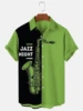 Hawaiian Print Men's Short Sleeve Shirt Saxophone Print Men's Lapel Top 2024 New Large Size Casual Men's Shirt 4