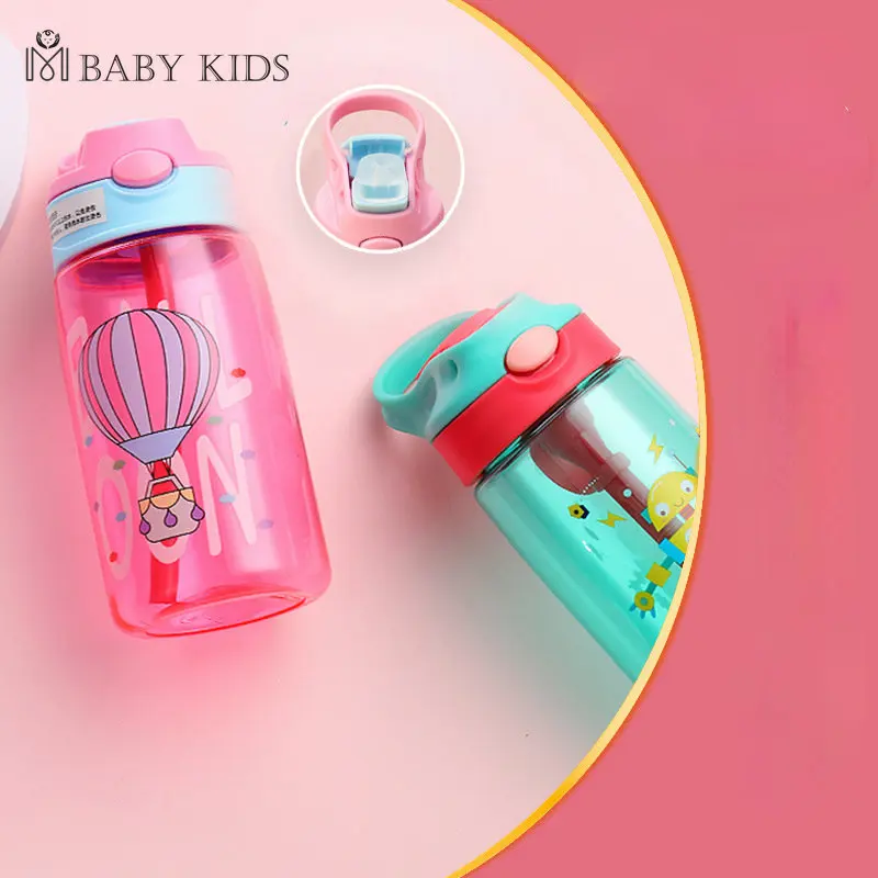 480ML Kids Water Cup Creative Cartoon Baby Feeding Cups With Straws  Leakproof Water Bottles Outdoor Portable Children's Cups