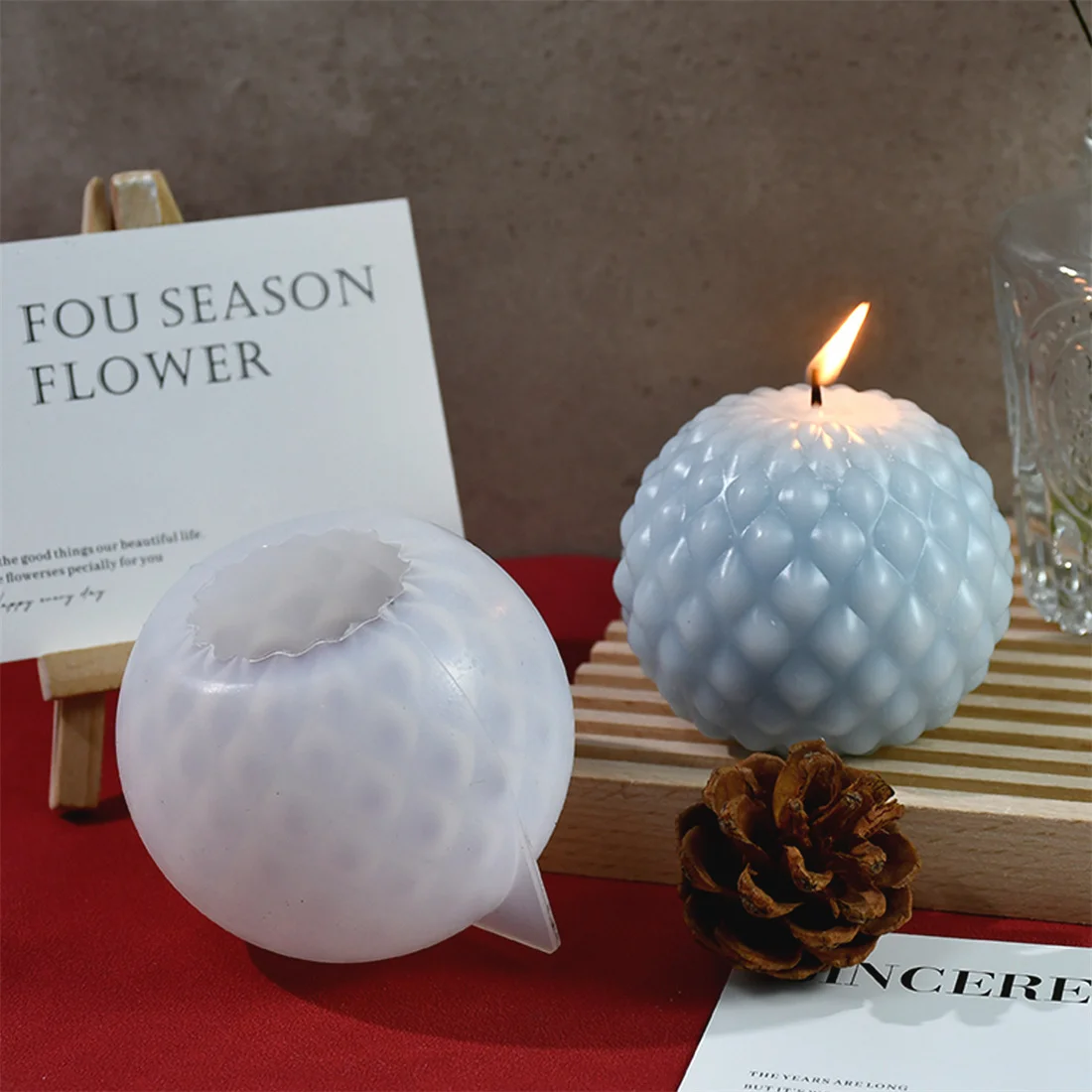 Spherical Silicone Candle Mold DIY Round Ball Aromatherapy Soap Candle Making Supplies Plaster Epoxy Resin Mold Crafts Ornament