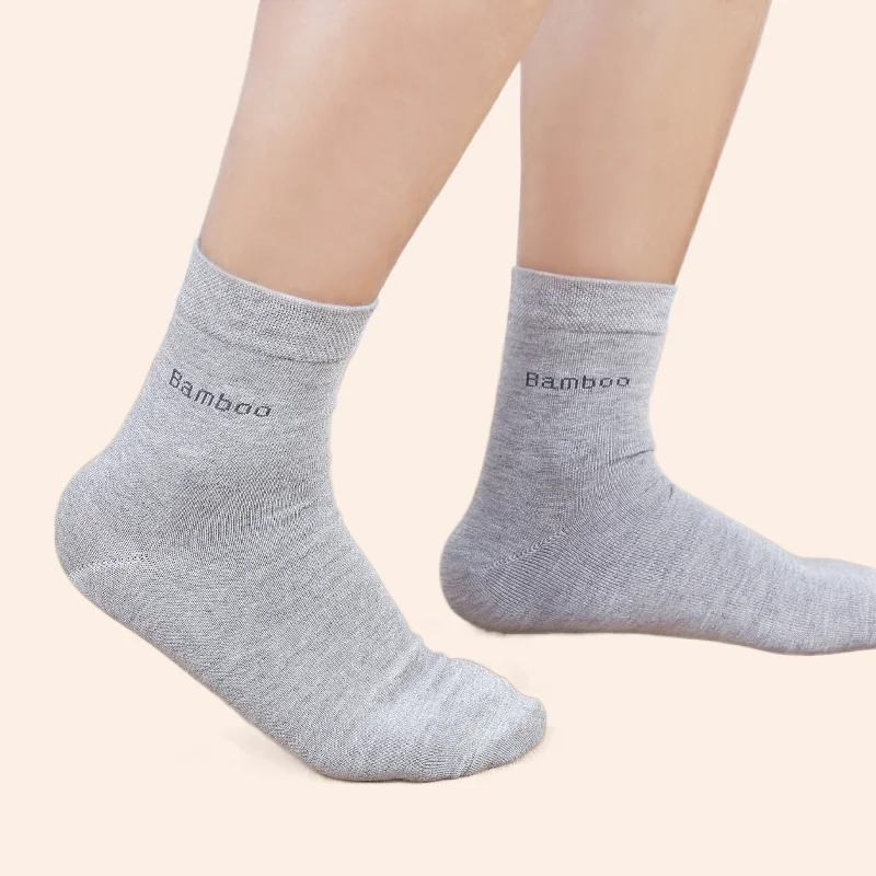 10 Pairs High Quality Men's Bamboo Fiber Socks Anti-Bacterial Breatheable Men's Crew Socks Solid Men Casual Business Boat Socks