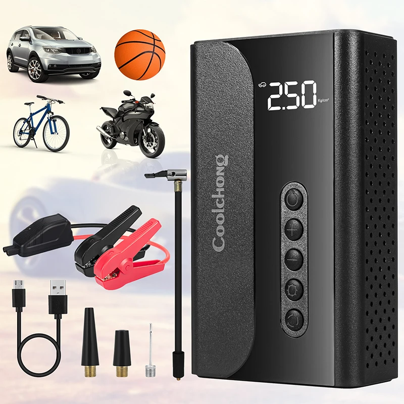 Car emergency start power supply, motorcycle inflation pump, outdoor camping for rescue, explosion and flashing lighting tool