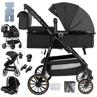 Poussette légère 3 en 1 pour landau, poussette pliable de haute qualité, poussette plate pour bébé, siège réglable 1