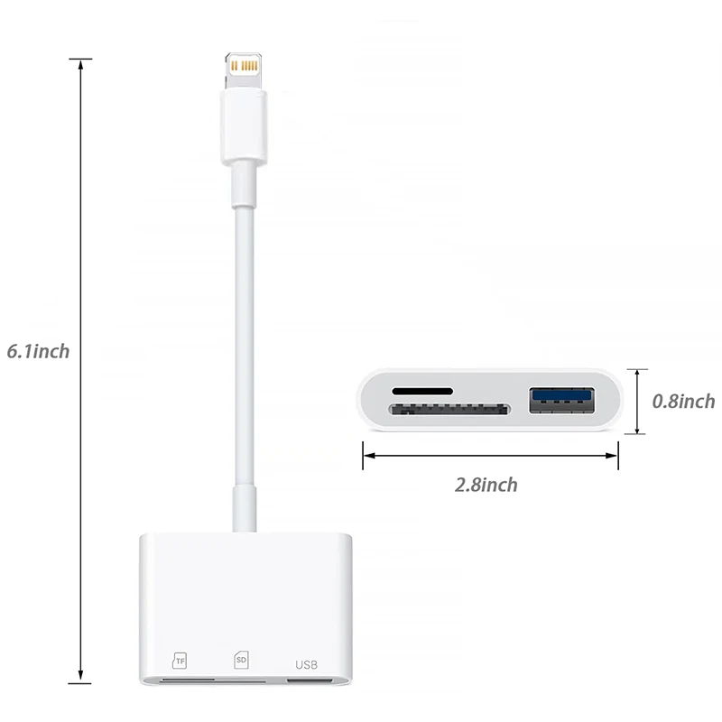 Card Reader 3 In 1 USB SD TF For iPhone iPad