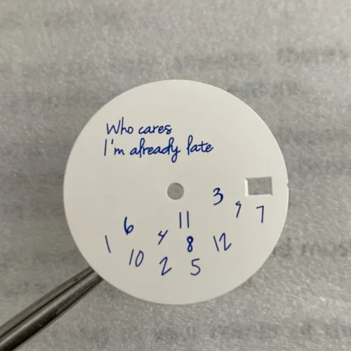 Sleek 28.5mm DIY Watch Dial – Bold 'It's Already Late' Design