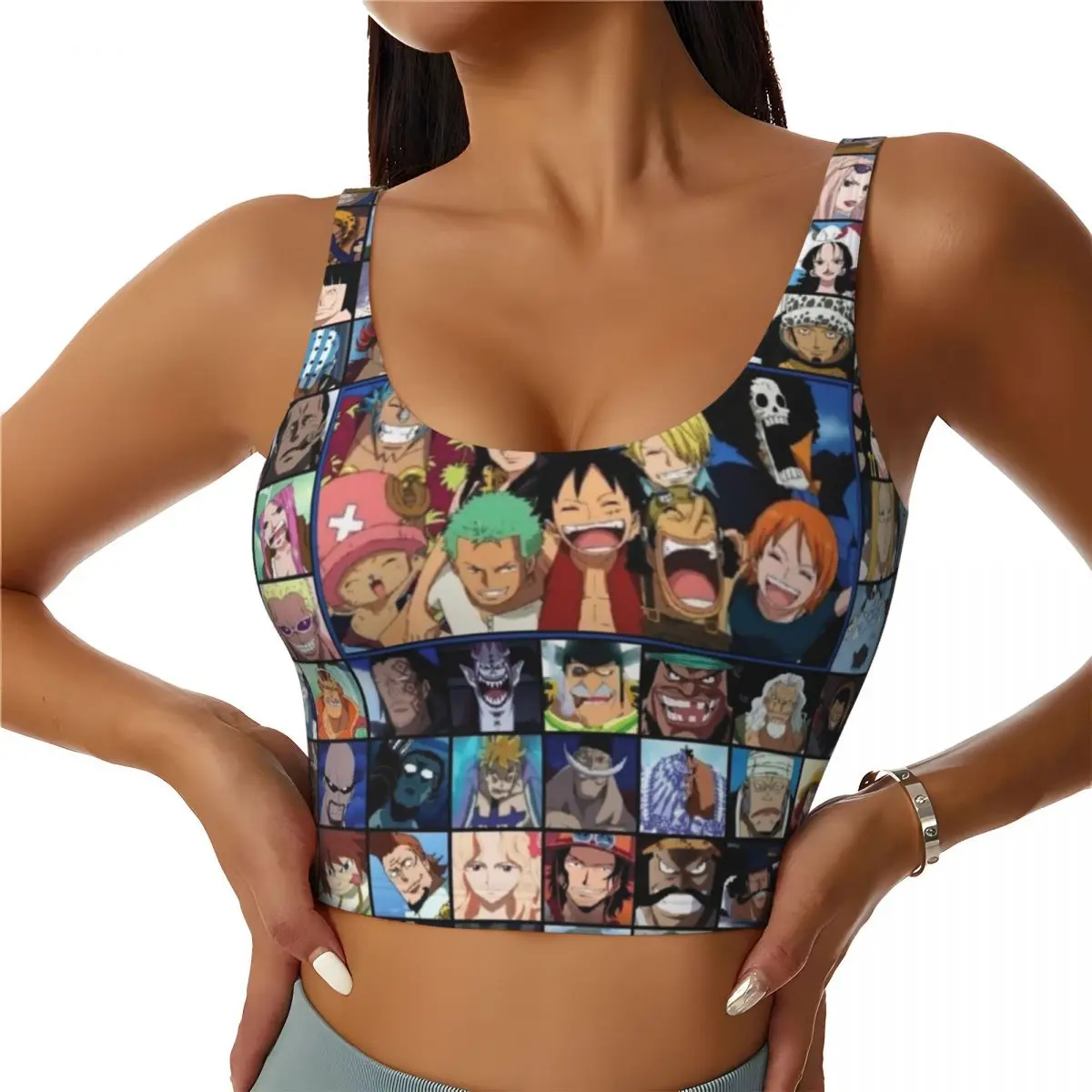 Mugiwara One Piece Workout Crop Tank Tops Women's Seamless Classic Japanese Anime Manga Yoga Running Sports Bras