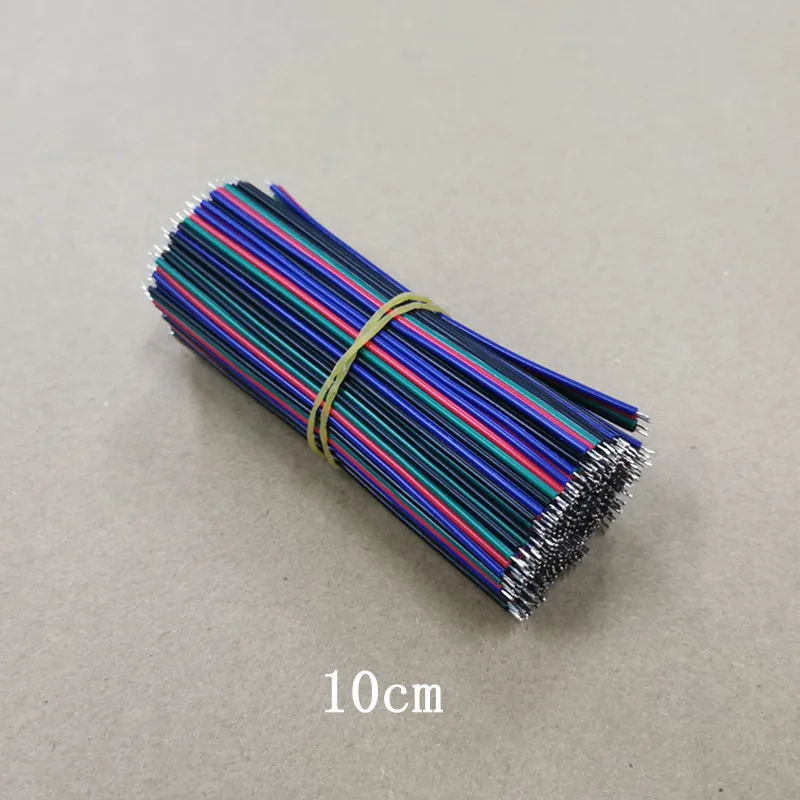 100 개/몫 4p Abreast 라인 22AWG 100mm 150MM 200mm 길이 LED 라인 연결 주석 도금 와이어 4Pin 전자 와이어 용접