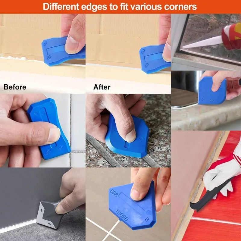 Car Scraper Tool Kit Grouting Set Smoothing Trowel Grout Remover Silicone Joint Filler Smoothing Spatula for Sealant Cleaning