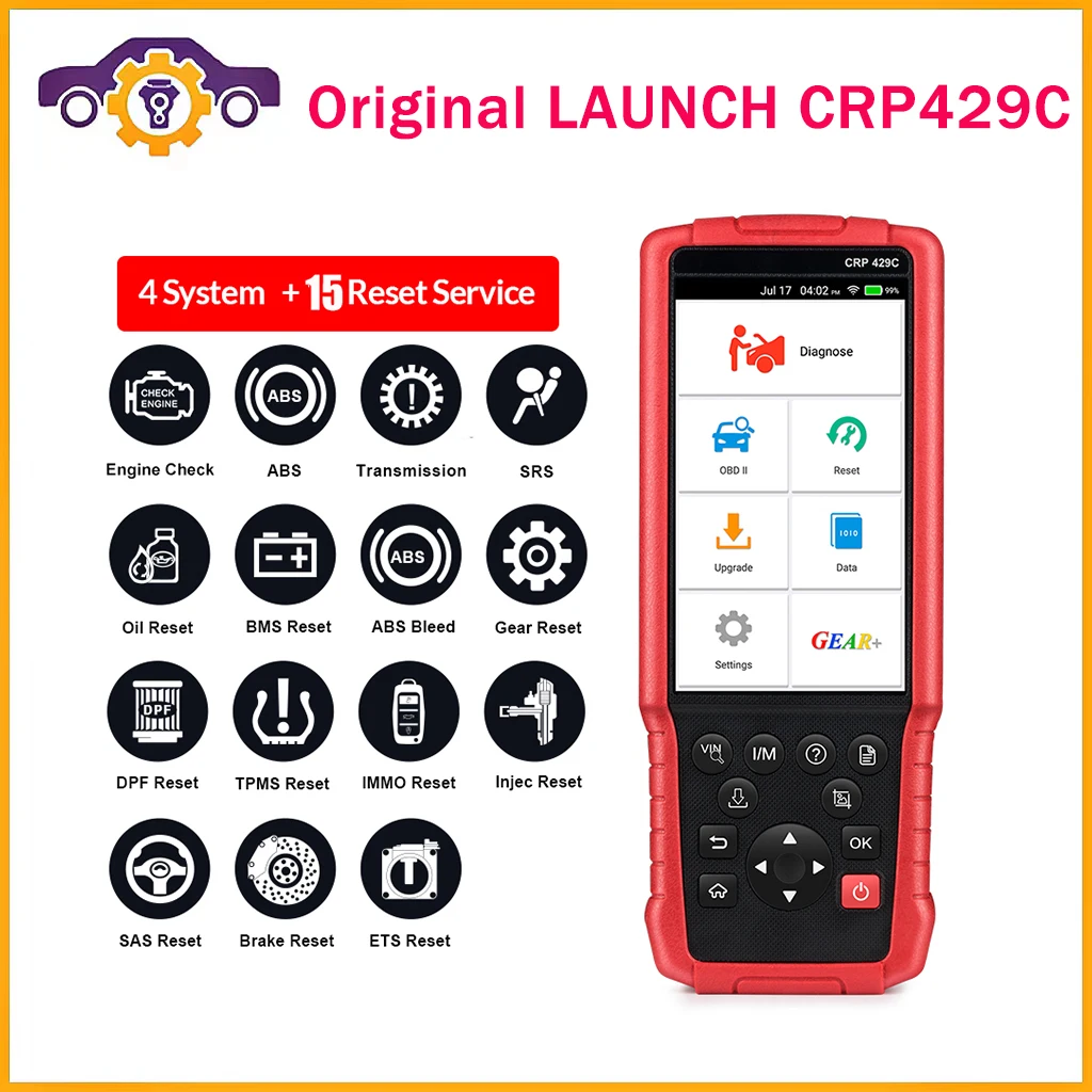 

LAUNCH X431 CRP429C OBD2 Code Reader for Engine/ABS/Airbag/AT +15 Service CRP 429C Auto diagnostic tool Multi-language pk CRP123