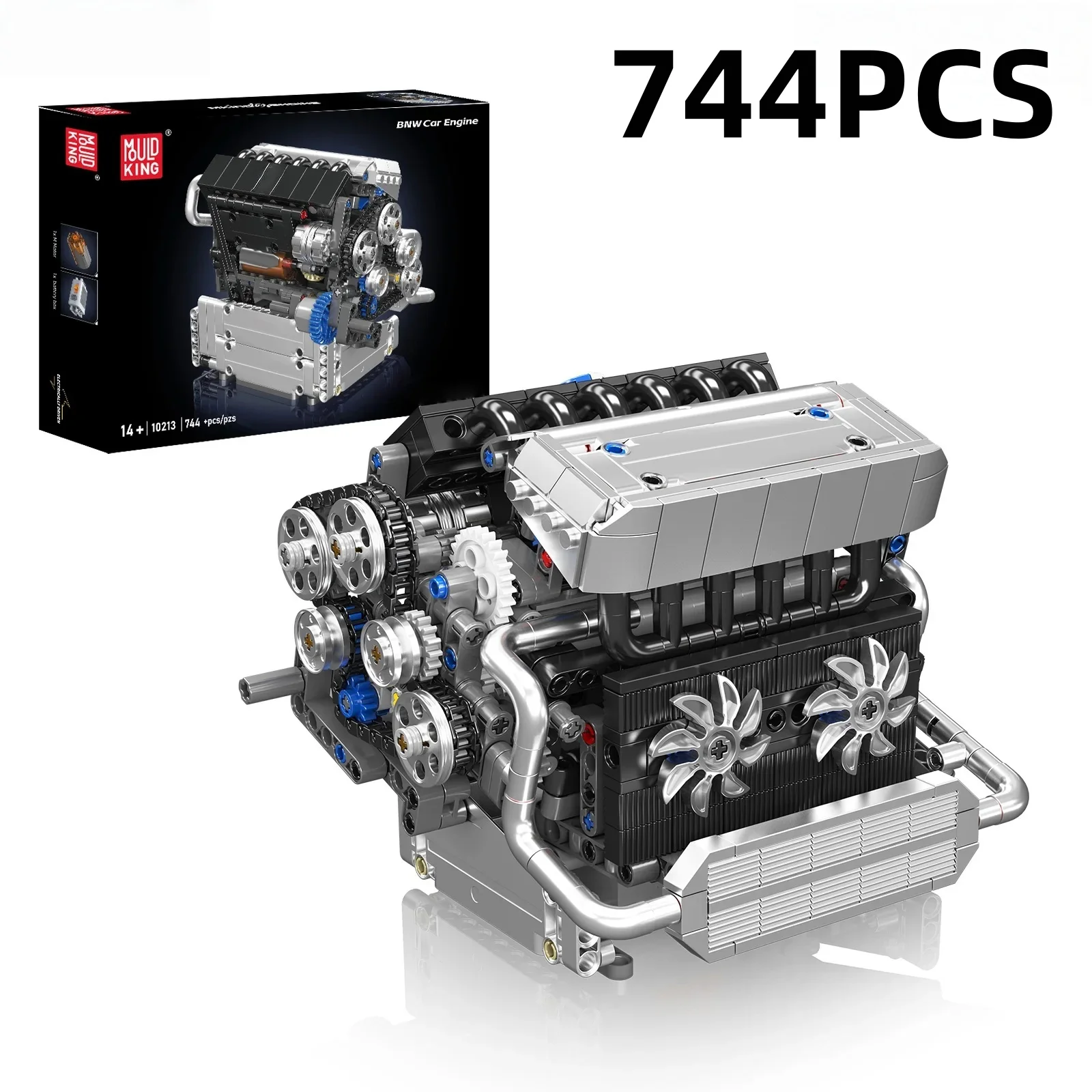montage spielzeug auto Mould King 10213 Tech Auto Motor Bausteine Simulation Modell 744PCS