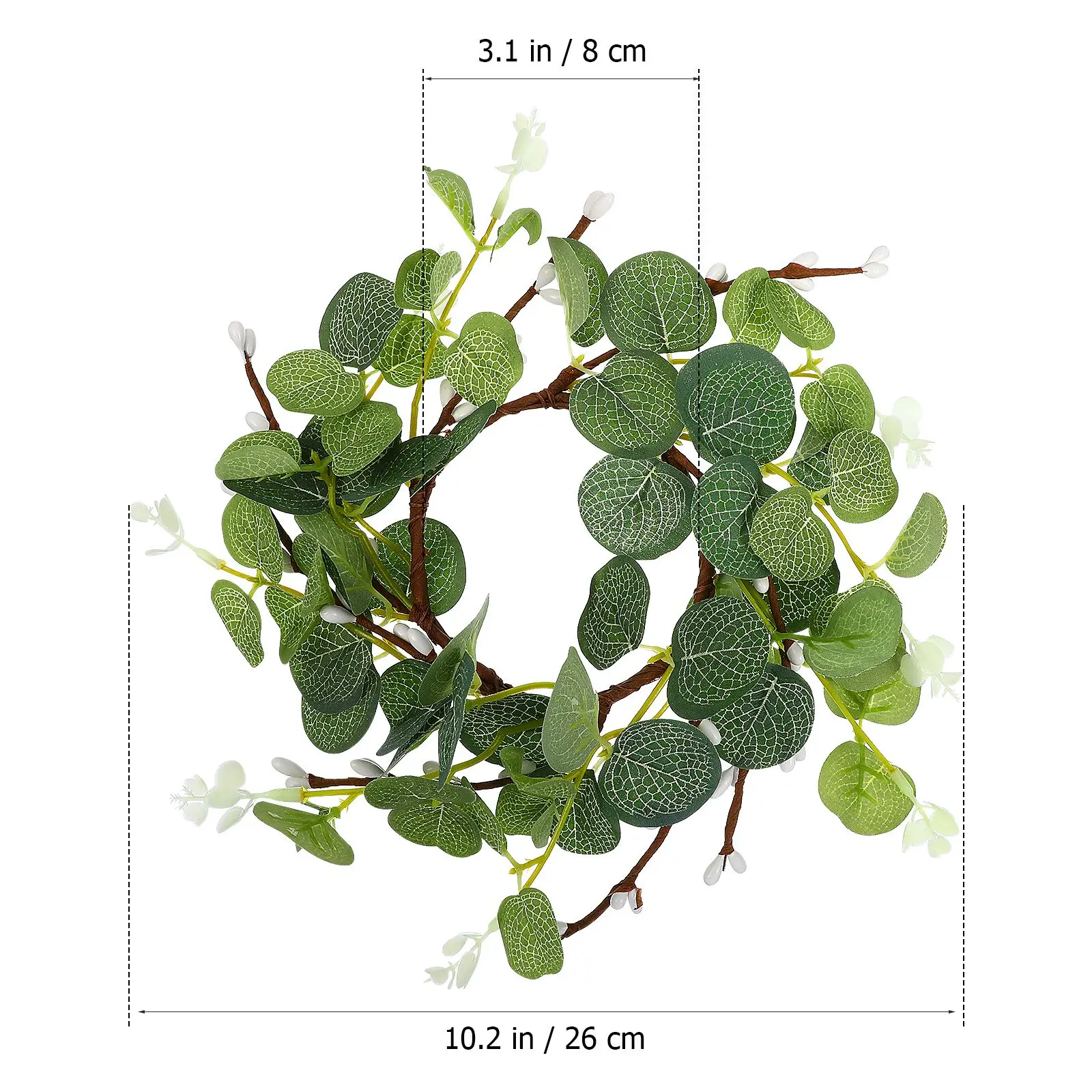 2pcs Artificial Eucalyptus Leaves Candle Wreaths Flower Candle Rings Wedding Table Arrangement Christmas Party Decoration