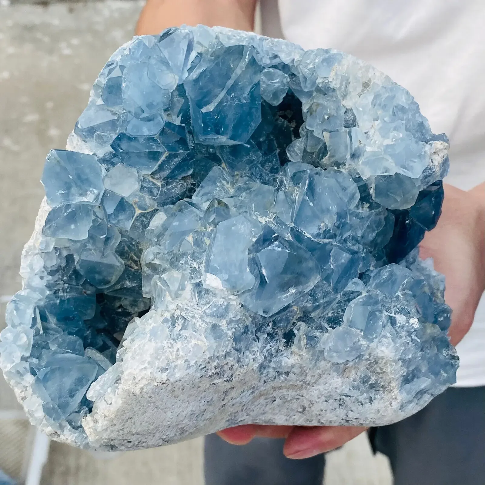 Natural Blue Celestite Geode Quartz Crystal Mineral Specimen Healing 6