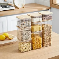 450/650/900/1400/2000ML Plastic Food Sealed Storage Box with Bamboo Lid Coffee Beans Kitchen Storage Containers Organizer Bottle 1