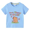 Capybara Kids Funny Cotton T-shirt 3-10Years Children Short Sleeved Summer Tees 2025 New Capibara Girls Casual Tops Boy Clothes 5